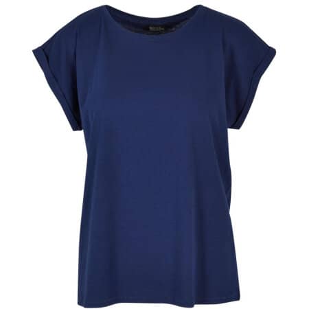 Build Your Brand Ladies` Extended Shoulder Tee Light Navy