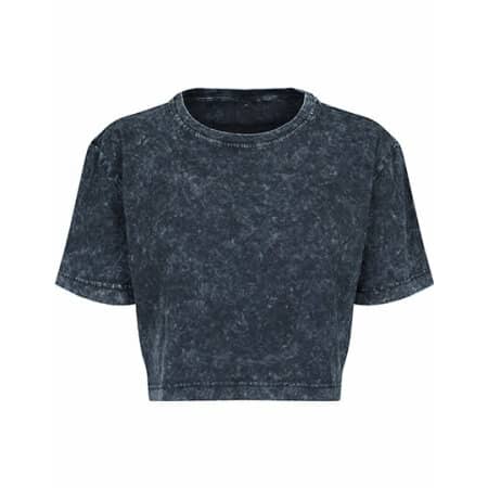 Build Your Brand Ladies` Acid Washed Cropped Tee 