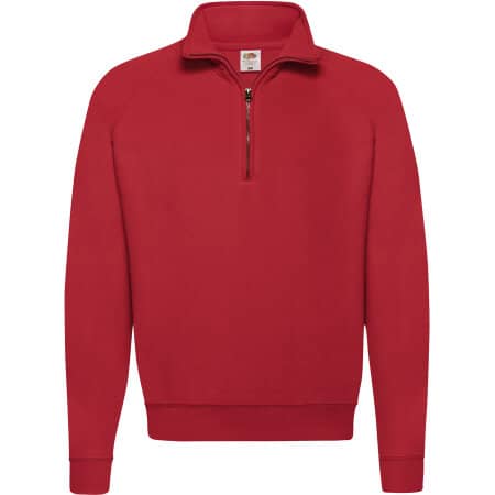 Fruit of the Loom Classic Zip Neck Sweat Red