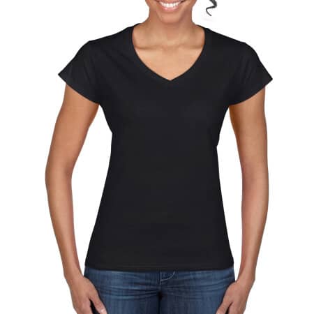 Gildan Softstyle® Ladies` V-Neck T-Shirt Black