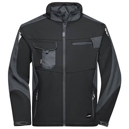 James+Nicholson Workwear Softshell Jacket -STRONG- Black|Carbon