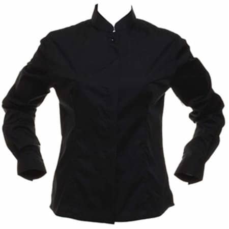 Bargear Women`s Bar Shirt Mandarin Collar Long Sleeve Black
