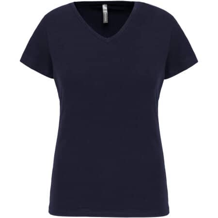 Kariban Kurzarm-Damen-T-Shirt mit V-Ausschnitt 