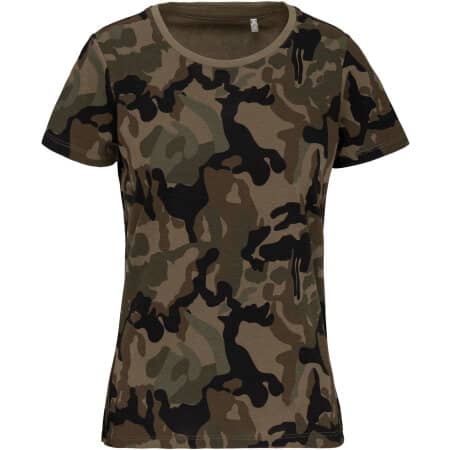 Kariban Damen-T-Shirt Camo mit kurzen Ärmeln 