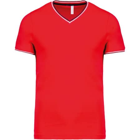 Kariban T-Shirt aus Piqué-Trikot mit V-Ausschnitt für Herren 