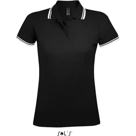 SOL´S Women Polo Shirt Pasadena Black|White
