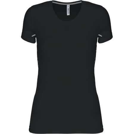 PROACT® Damen Kurzarm Sport-T-Shirt. Bi-Material 