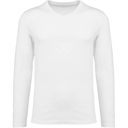 Kariban Supima® Herren-T-Shirt mit V-Ausschnitt und langen Ärmeln 