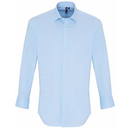 Premier Workwear Mens Stretch Fit Poplin Long Sleeve Cotton Shirt 