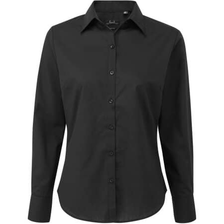 Premier Workwear Women´s Poplin Long Sleeve Blouse Black (ca. Pantone Black C)