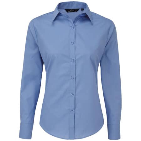 Premier Workwear Women´s Poplin Long Sleeve Blouse Mid Blue (ca. Pantone 2718C)