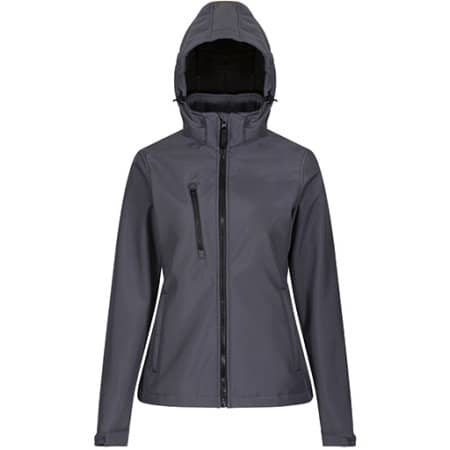 Regatta Professional Womens Venturer 3-layer Printable Hooded Softshell Jacket Seal Grey|Black