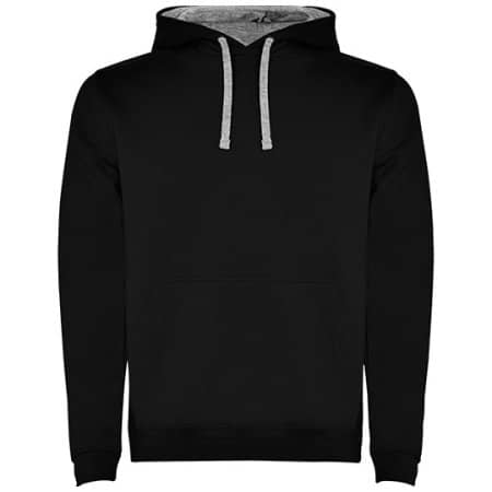 Roly Urban Hooded Sweatshirt Black|Heather Grey
