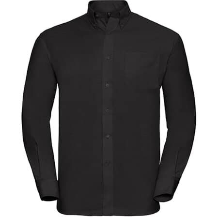 Russell Men`s Long Sleeve Oxford Shirt Easy Care Black