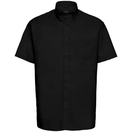 Russell Men`s Short Sleeve Oxford Shirt Easy Care Black