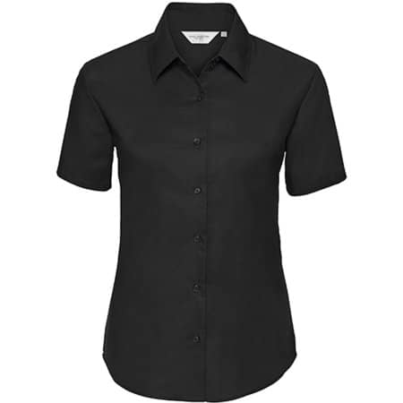 Russell Ladies` Short Sleeve Oxford Shirt Black