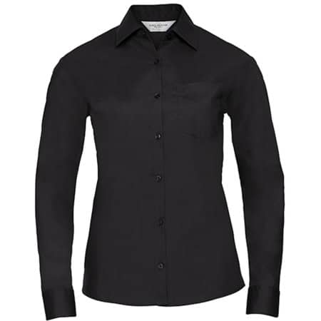 Russell Ladies` Long Sleeve Polycotton Poplin Shirt Black