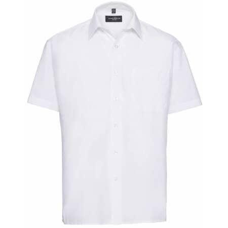 Russell Men`s Short Sleeve Polycotton Poplin Shirt White