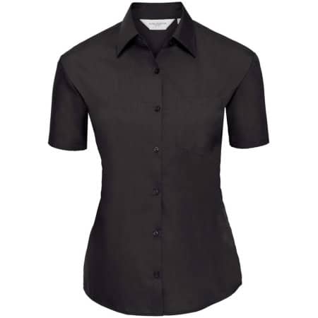 Russell Ladies` Short Sleeve Polycotton Poplin Shirt Black