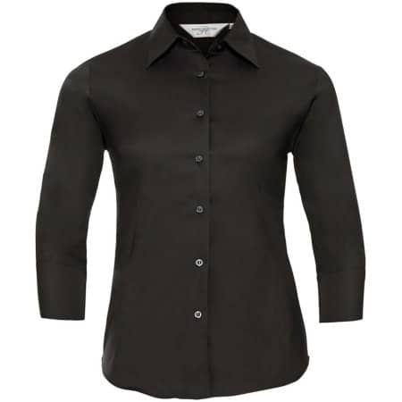 Russell Ladies` 3/4 Sleeve Fitted Shirt Black