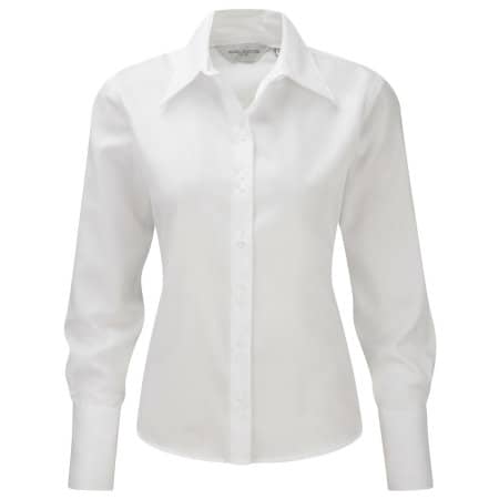 Russell Ladies` Long Sleeve Ultimate Non-Iron Shirt White