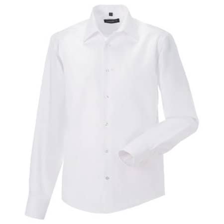 Russell Men`s Long Sleeve Tailored Ultimate Non-Iron Shirt White