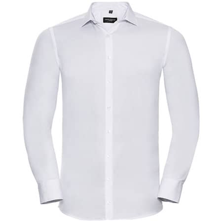 Russell Men`s Long Sleeve Ultimate Stretch Shirt White