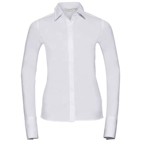 Russell Ladies` Long Sleeve Ultimate Stretch Shirt White